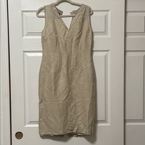 Lafayette 148 New York Tan Sleeveless Midi Dress